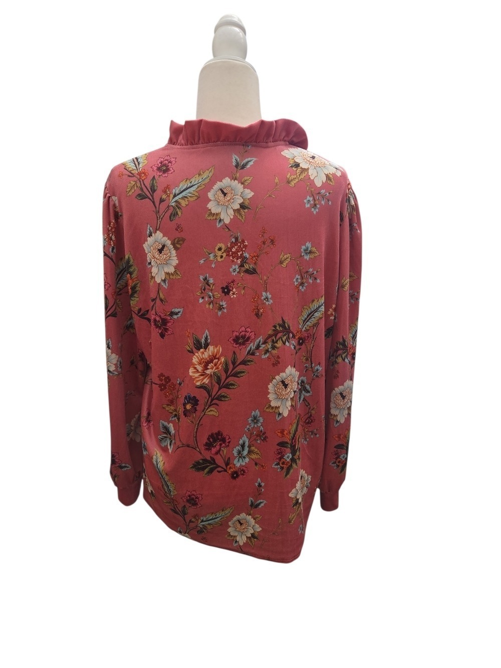 Cherry Betty Floral Velour Blouse Dusty Rose Large - Picture 5 of 5